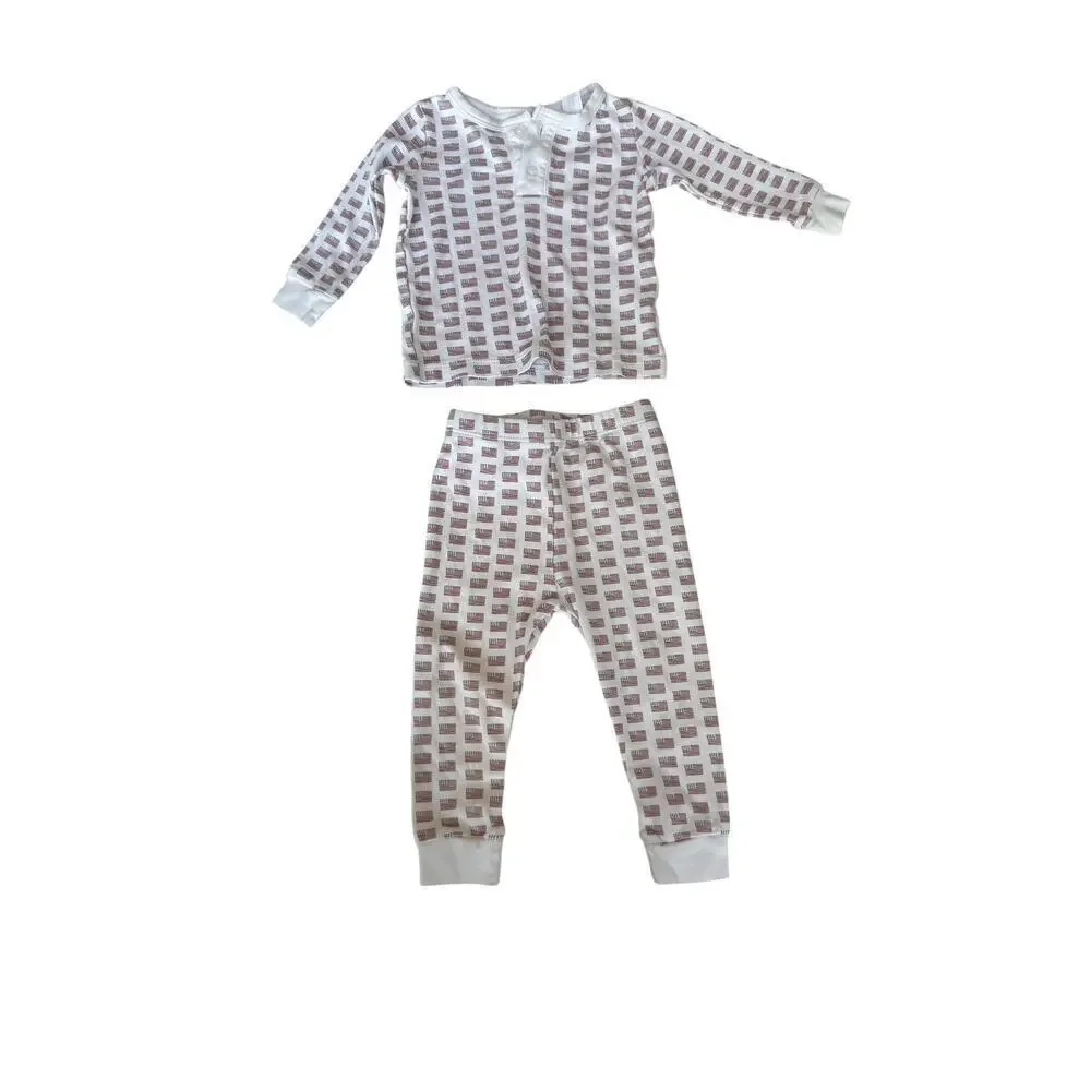 Lila & Hayes Alden Girls White American Flag Pajama Set Size 6-12 M